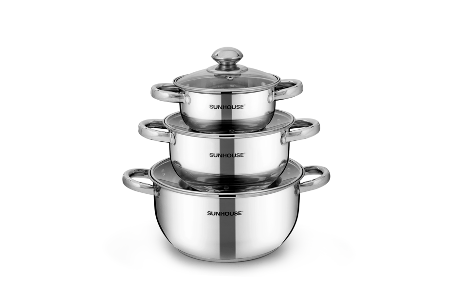 Bộ nồi inox 3 đáy SUNHOUSE SH334 001