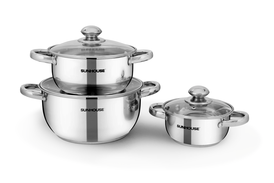 Bộ nồi inox 3 đáy SUNHOUSE SH334 002